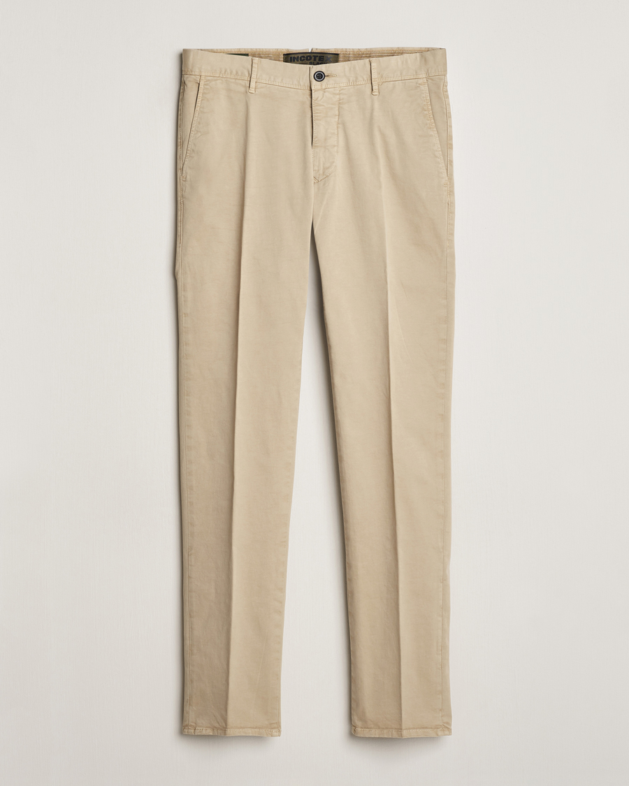 Herre | Bukser | Incotex | Slim Fit Garment Dyed Slacks Light Beige