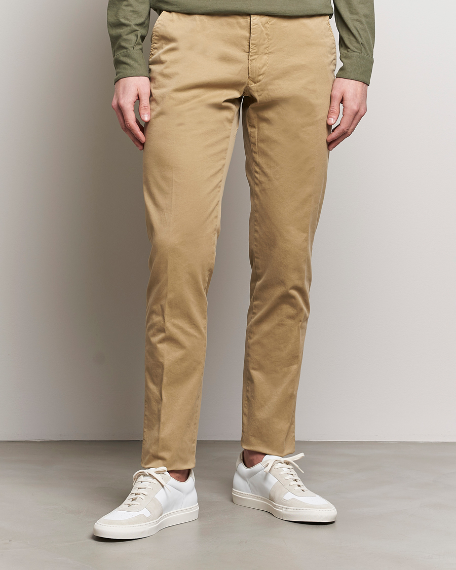 Herre | Chinos | Incotex | Slim Fit Garment Dyed Slacks Beige