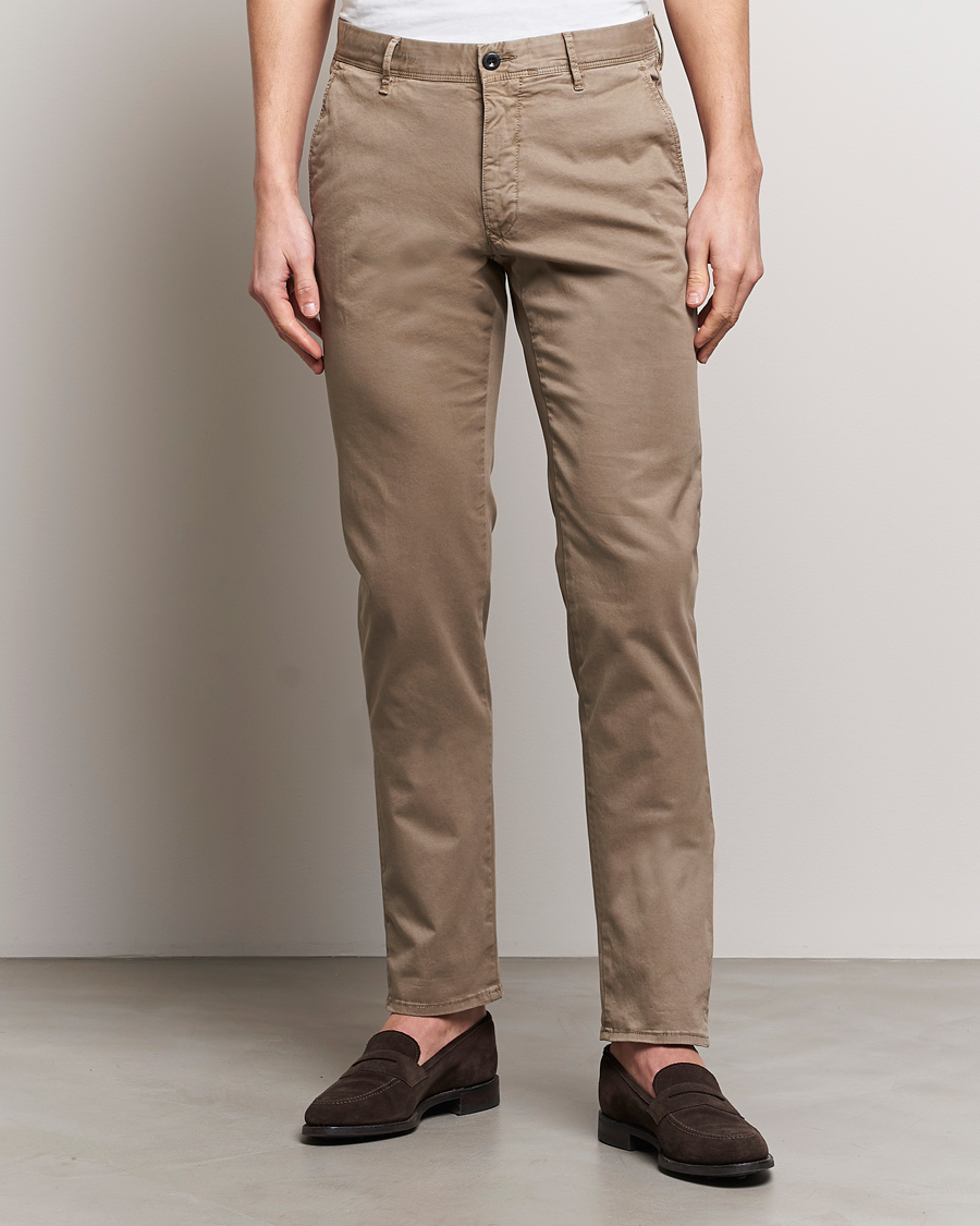 Herre | Chinos | Incotex | Slim Fit Garment Dyed Slacks Dark Brown