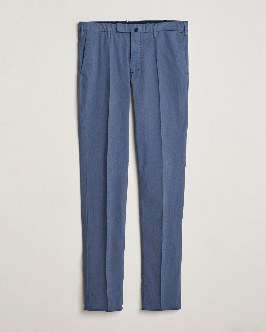 Herre | Bukser | Incotex | Slim Fit Washed Cotton Comfort Trousers Dark Blue