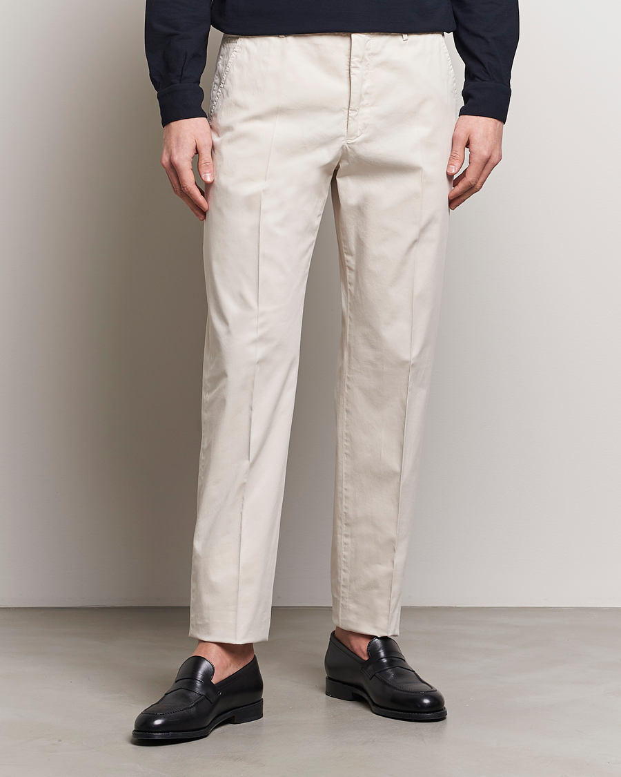 Herre | Slowear | Incotex | Straight Fit Garment Dyed Chinos Off White