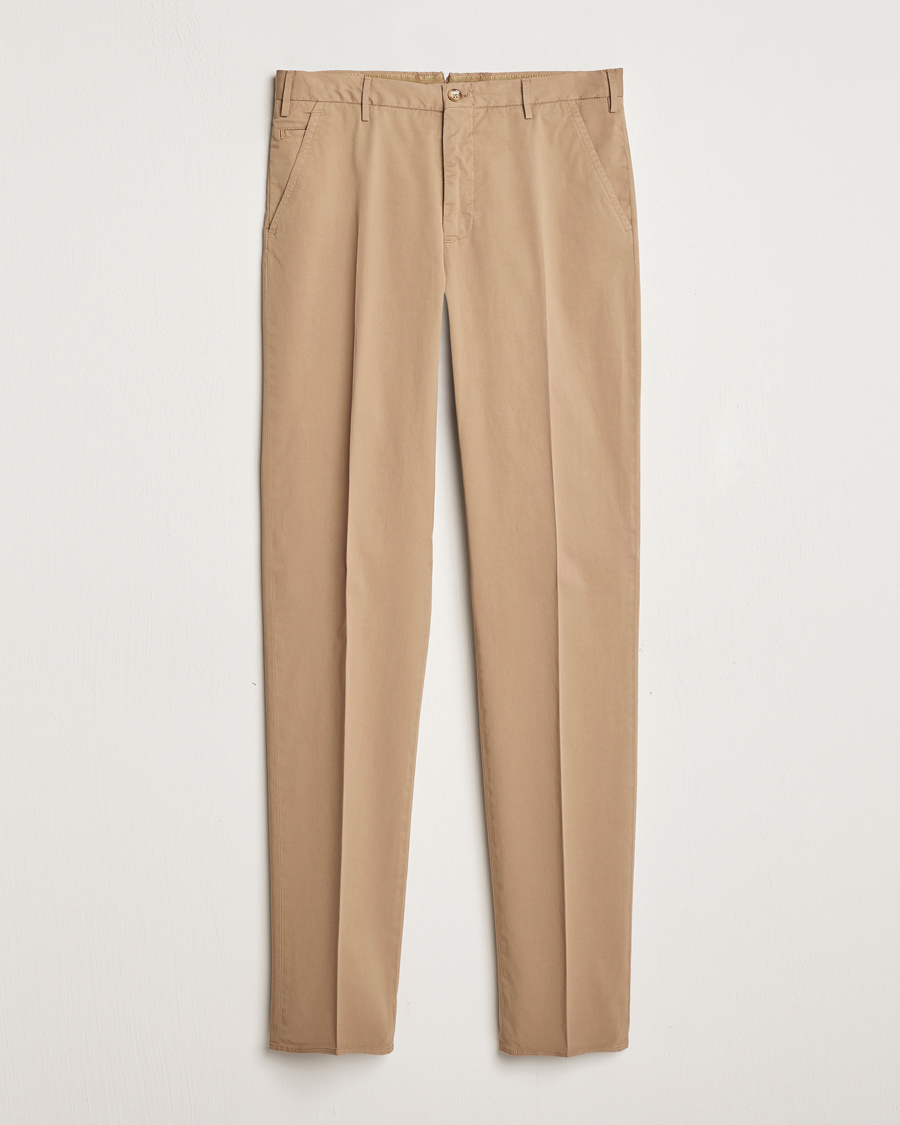 Herre | Bukser | Incotex | Straight Fit Garment Dyed Chinos Beige