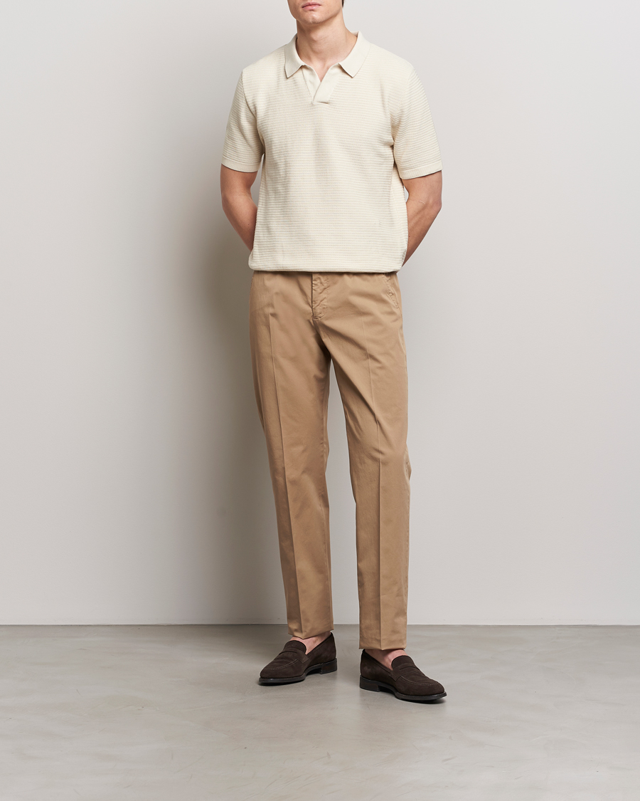Herre | Bukser | Incotex | Straight Fit Garment Dyed Chinos Beige