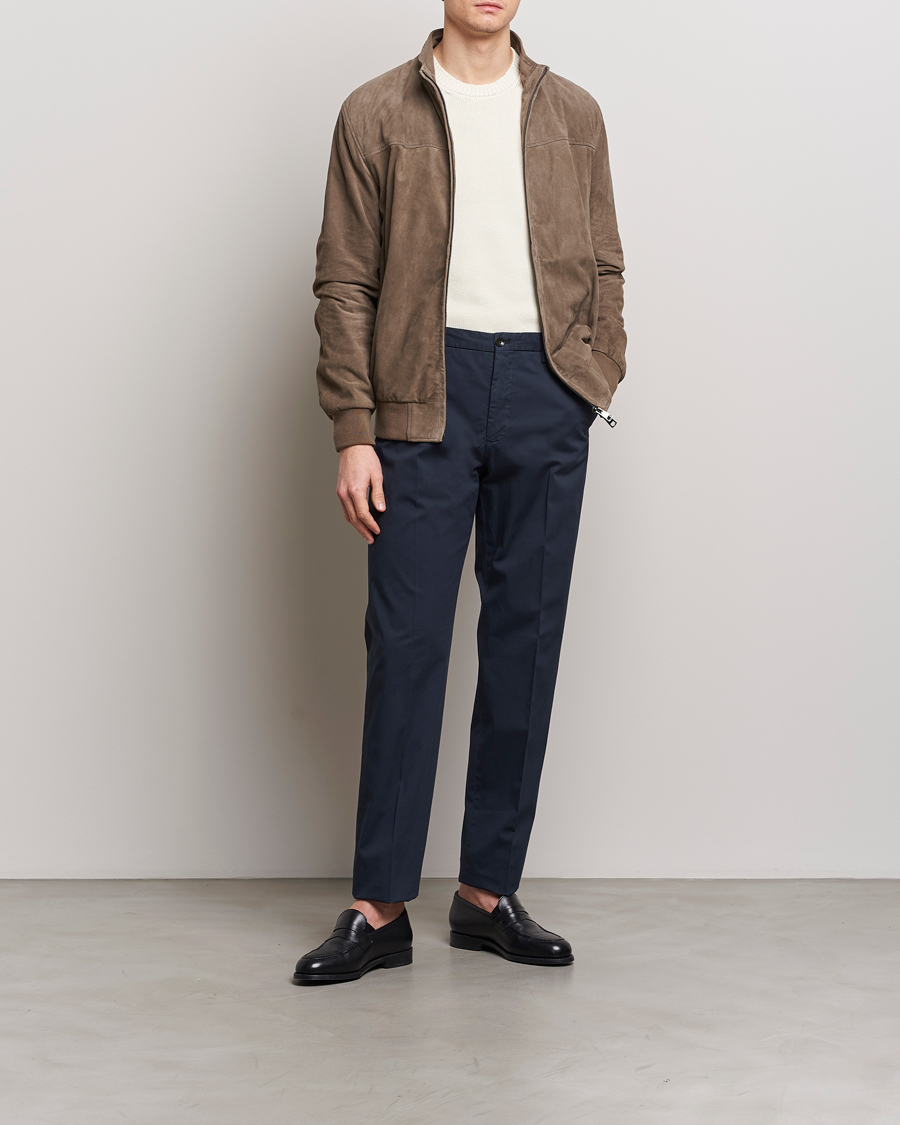 Herre | Bukser | Incotex | Straight Fit Garment Dyed Chinos Navy