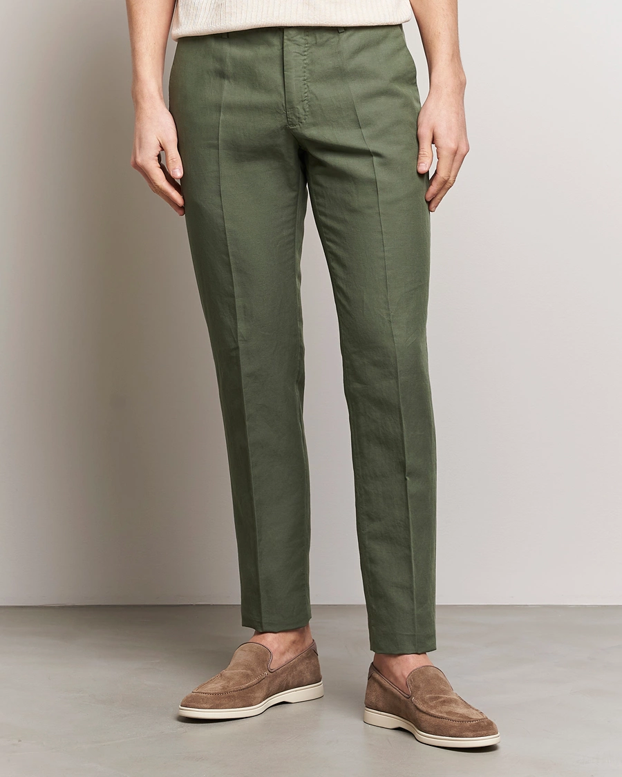 Herre | Italian Department | Incotex | Slim Fit Chinolino Trousers Dark Green