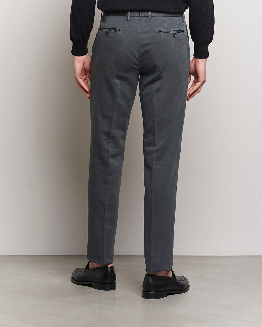 Herre | Bukser | Incotex | Regular Fit Comfort Cotton/Linen Trousers Dark Grey
