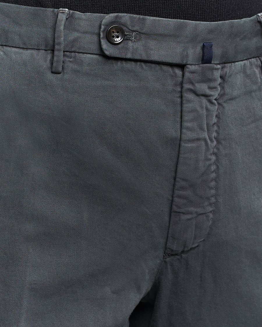 Herre | Bukser | Incotex | Regular Fit Comfort Cotton/Linen Trousers Dark Grey