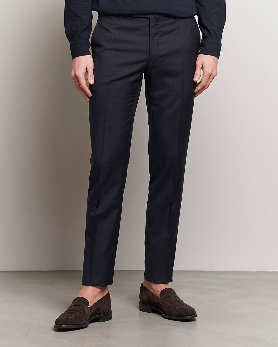 Herre | Italian Department | Incotex | Slim Fit Tropical Wool Trousers Navy