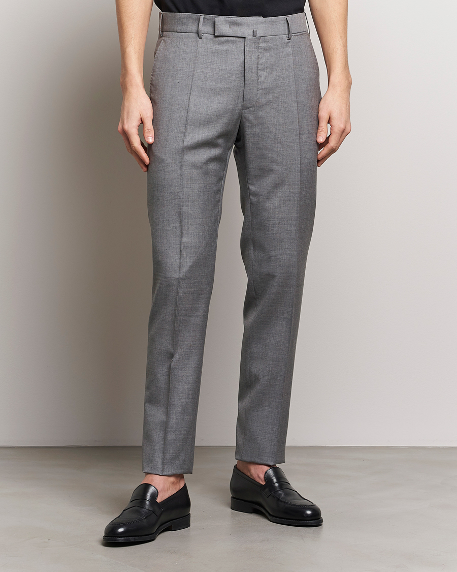 Herre | Klær | Incotex | Slim Fit Tropical Wool Trousers Light Grey