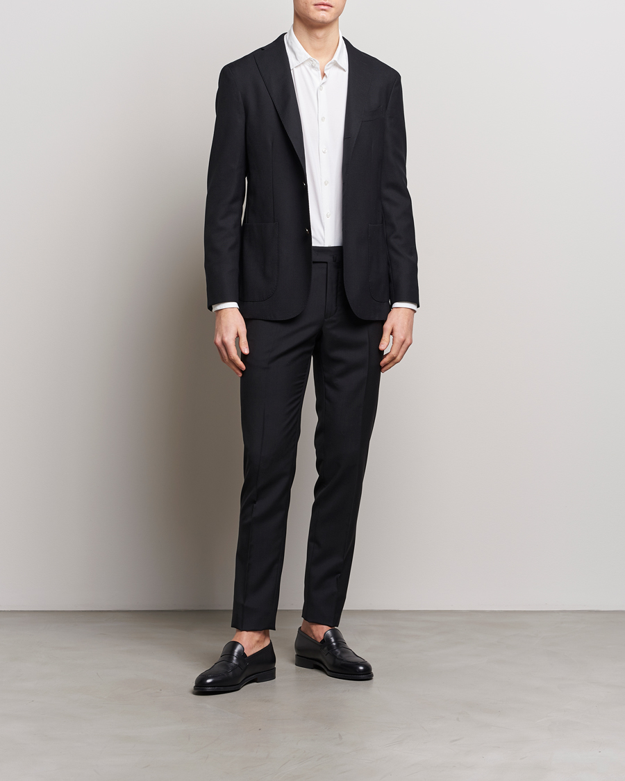 Herre | Bukser | Incotex | Slim Fit Tropical Wool Trousers Black