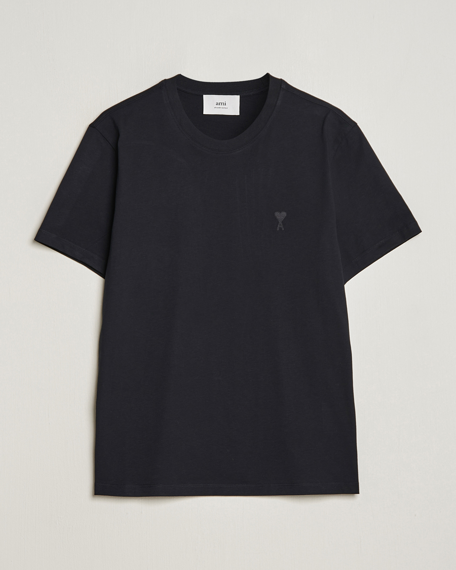 Herre | T-Shirts | AMI | Tonal Heart Logo T-Shirt Black