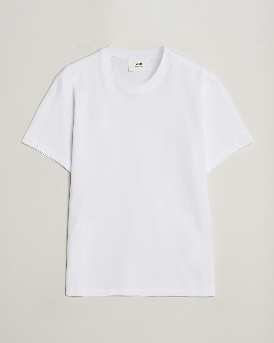 Herre | T-Shirts | AMI | Tonal Heart Logo T-Shirt White