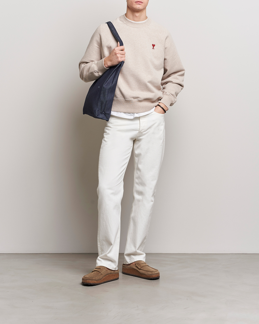 Herre | Gensere | AMI | Heart Logo Sweatshirt Heather Light Beige