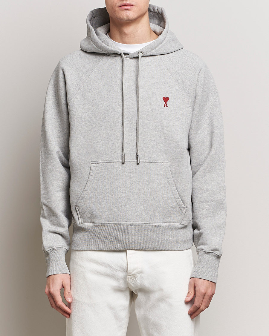 Men | Sweaters & Knitwear | AMI | Heart Logo Hoodie Heather Grey