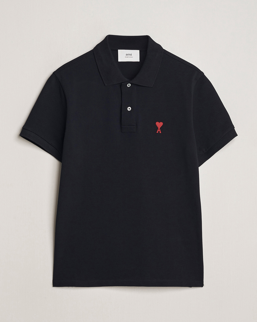 Herre | Pikéer | AMI | Heart Logo Piquet Polo Black