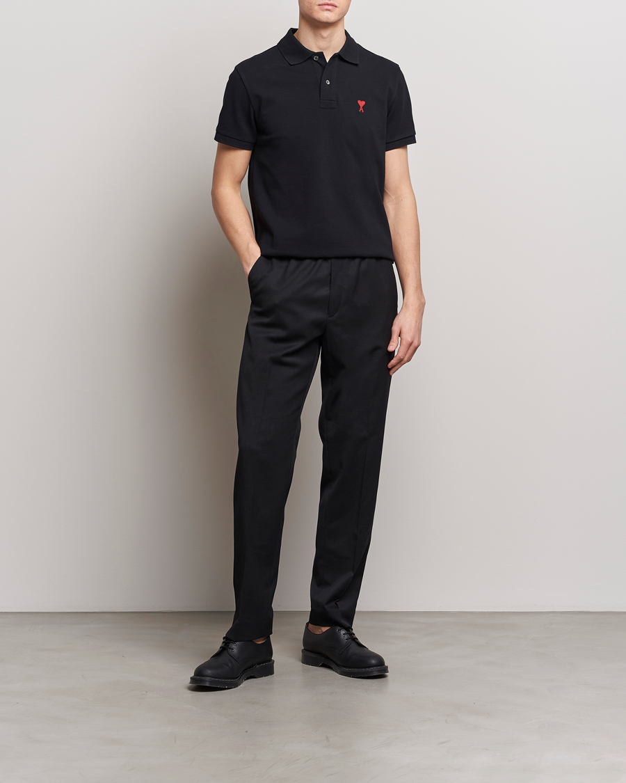 Herre | Pikéer | AMI | Heart Logo Piquet Polo Black