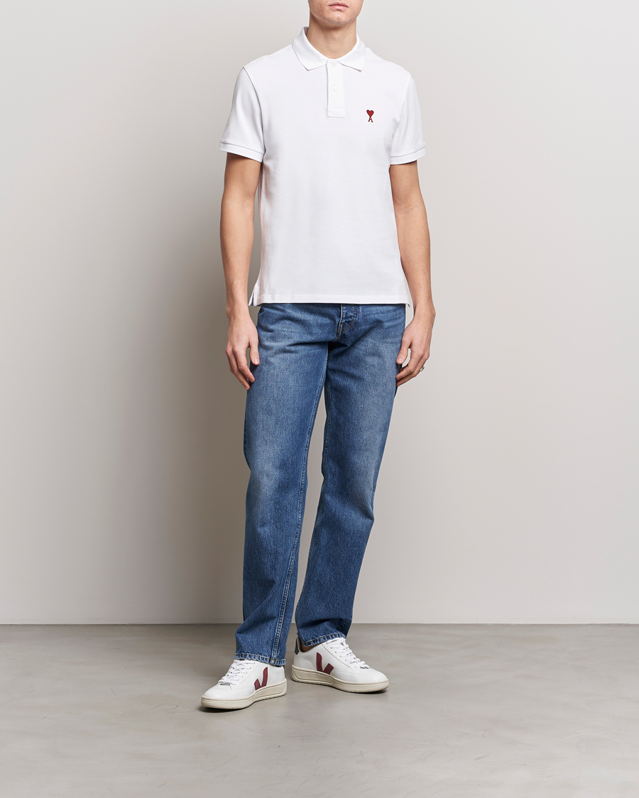Herre | Pikéer | AMI | Heart Logo Piquet Polo White