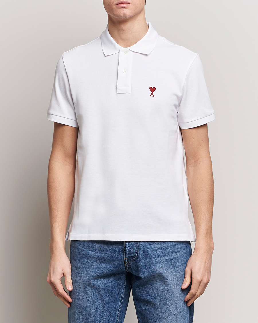 Herre | Pikéer | AMI | Heart Logo Piquet Polo White