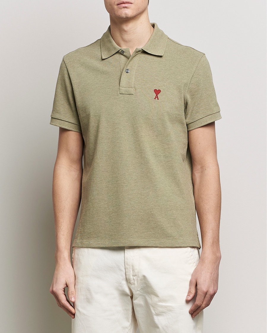 Herre | Klær | AMI | Heart Logo Piquet Polo Heather Sage