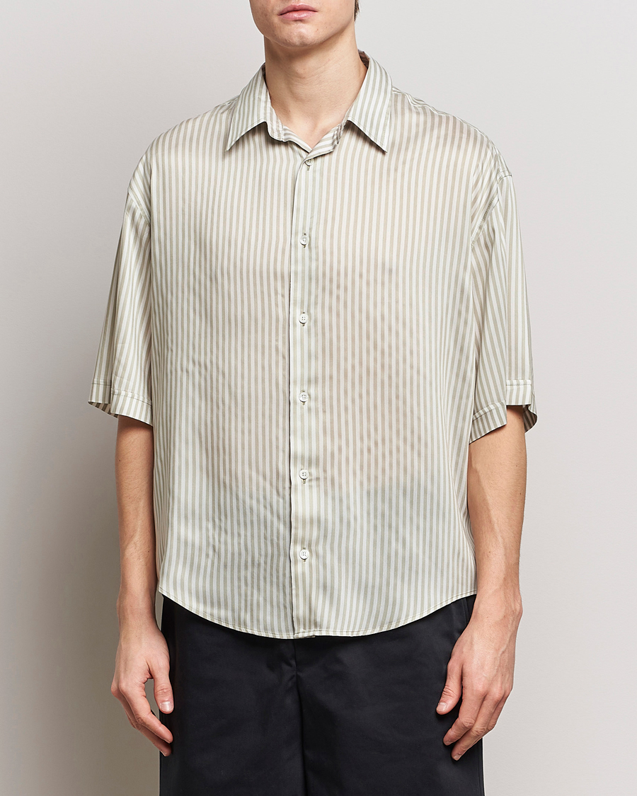 Herre | Kortermede skjorter | AMI | Boxy Fit Striped Short Sleeve Shirt Chalk/Sage