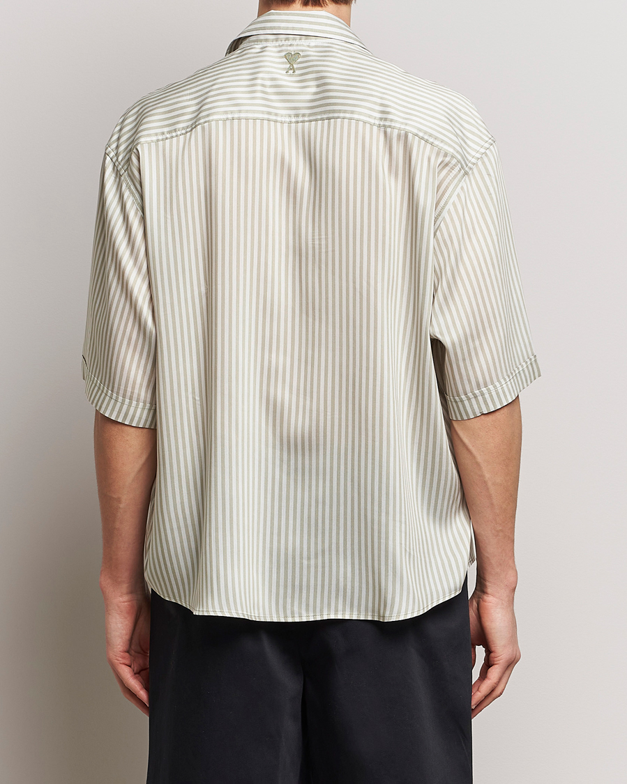 Herre | Skjorter | AMI | Boxy Fit Striped Short Sleeve Shirt Chalk/Sage