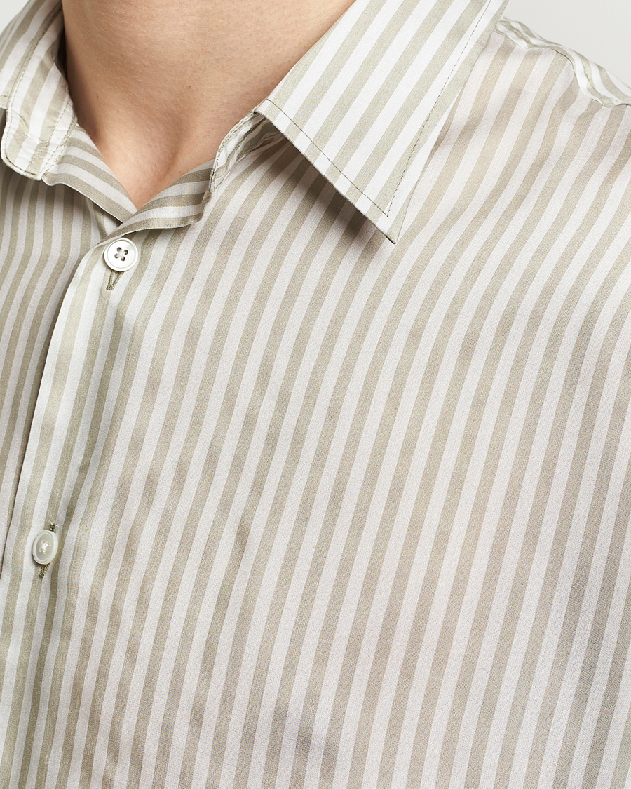 Herre | Skjorter | AMI | Boxy Fit Striped Short Sleeve Shirt Chalk/Sage