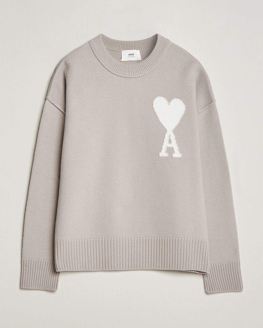 Herre | Gensere | AMI | Big Heart Wool Sweater Light Beige