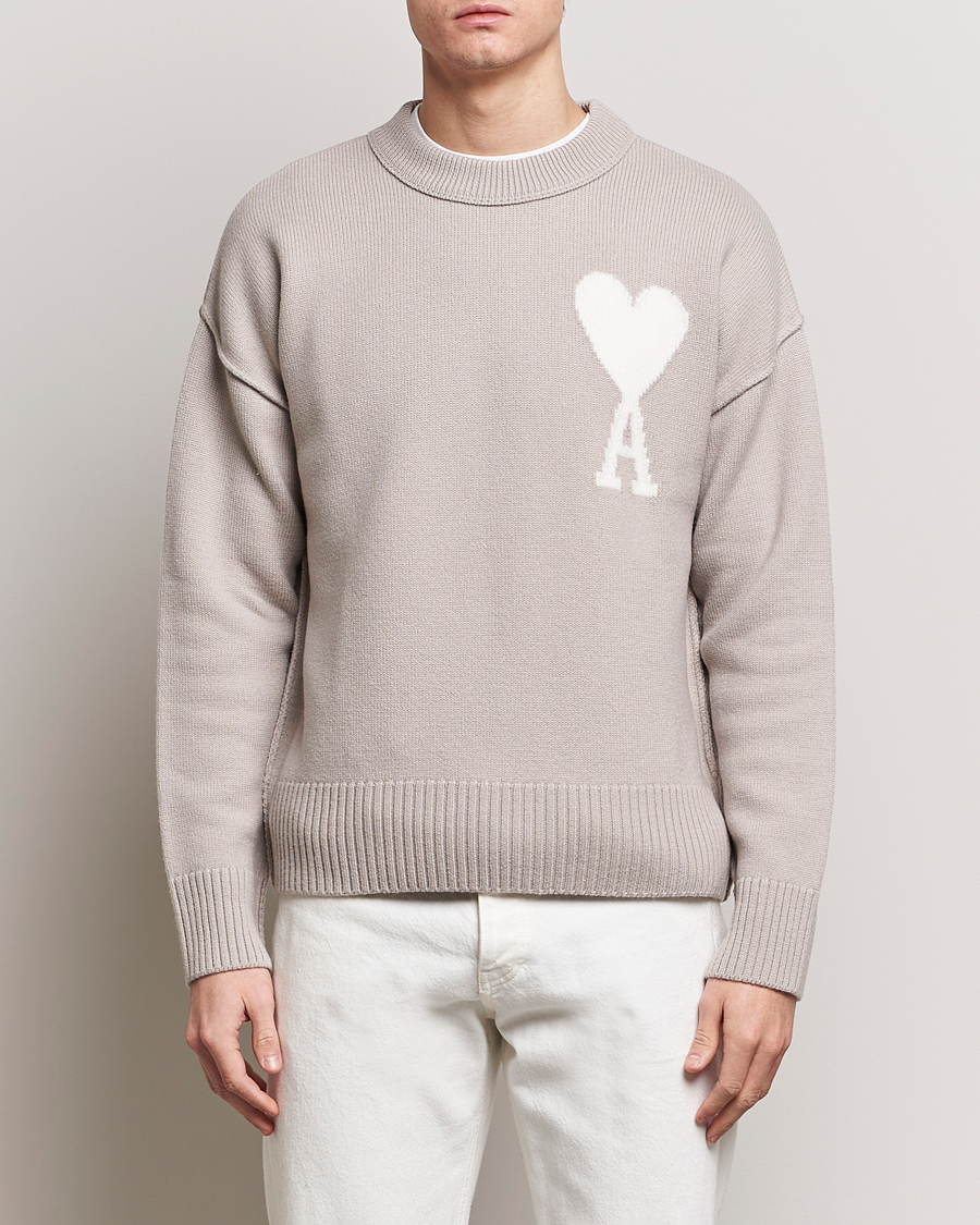 Herre | Gensere | AMI | Big Heart Wool Sweater Light Beige
