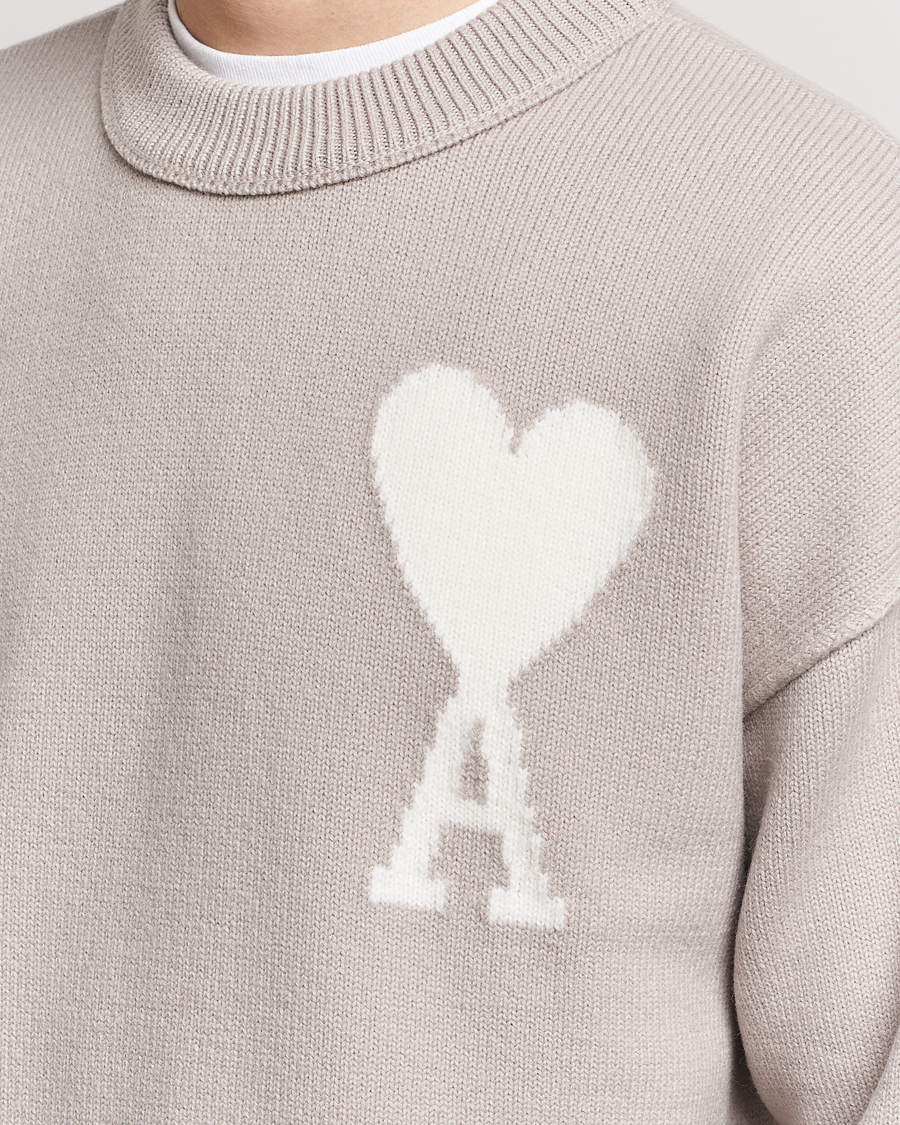 Herre | Gensere | AMI | Big Heart Wool Sweater Light Beige