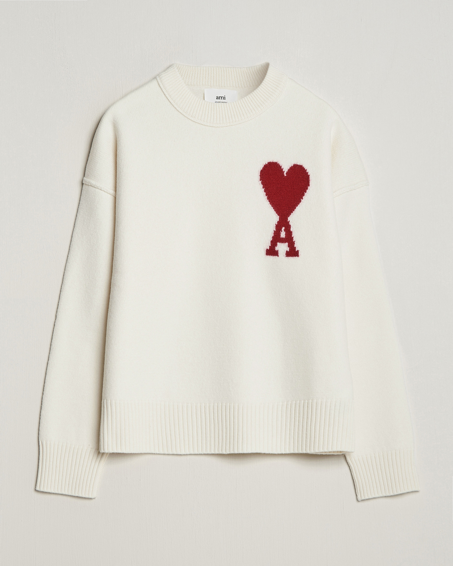 Herre | Gensere | AMI | Big Heart Wool Sweater Off White