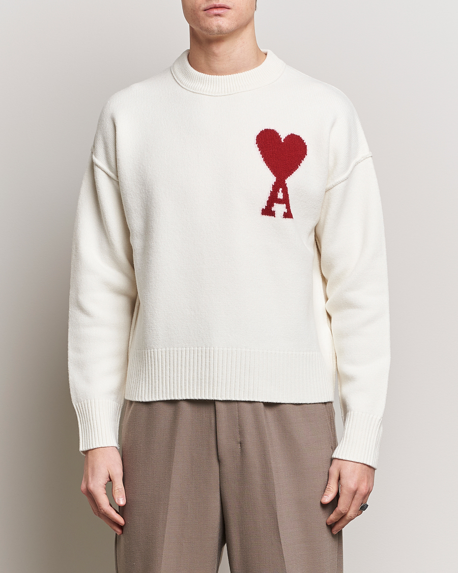 Herre | Contemporary Creators | AMI | Big Heart Wool Sweater Off White