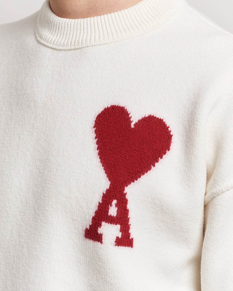 Herre | Gensere | AMI | Big Heart Wool Sweater Off White