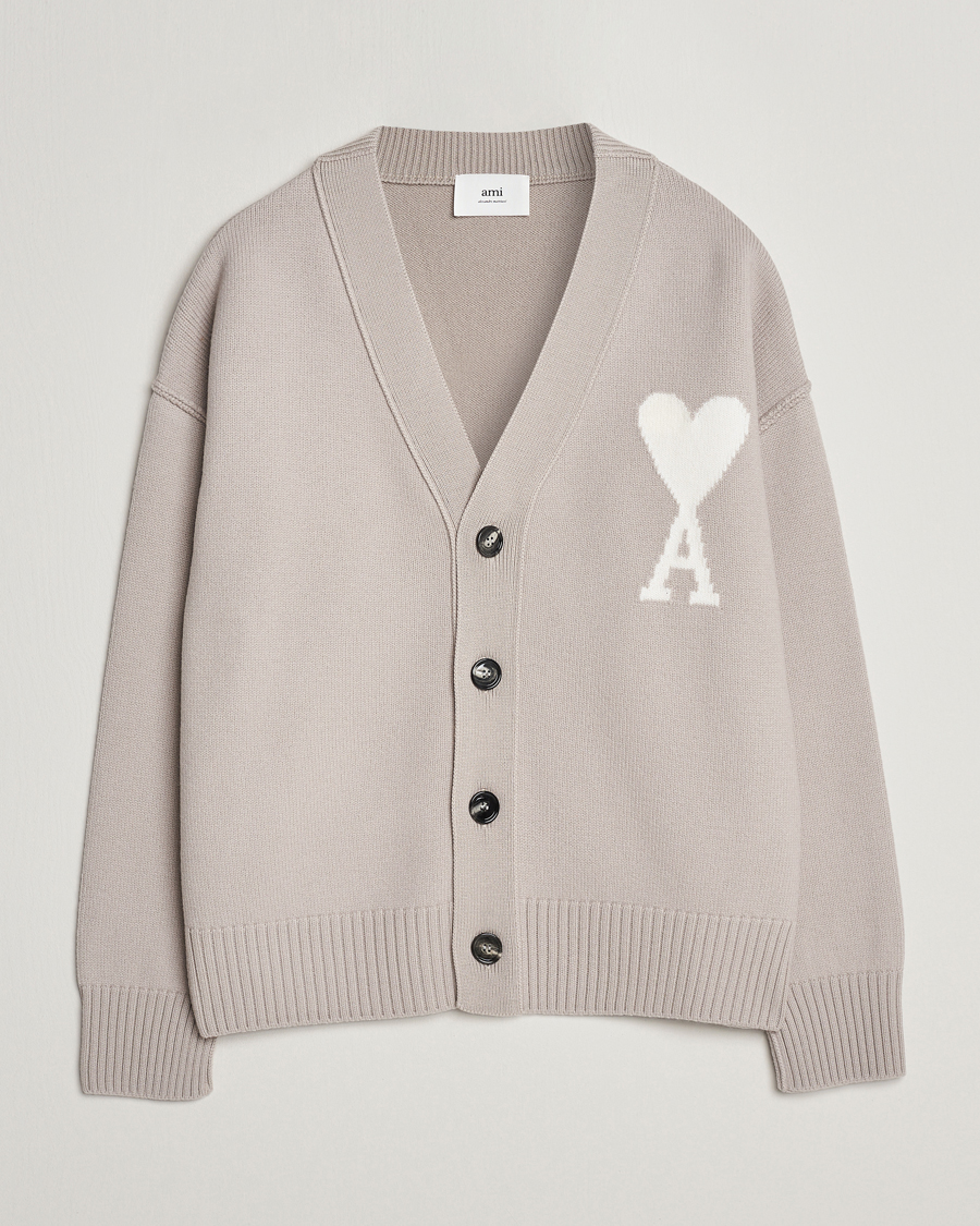 Herre | Gensere | AMI | Big Heart Wool Cardigan Light Beige