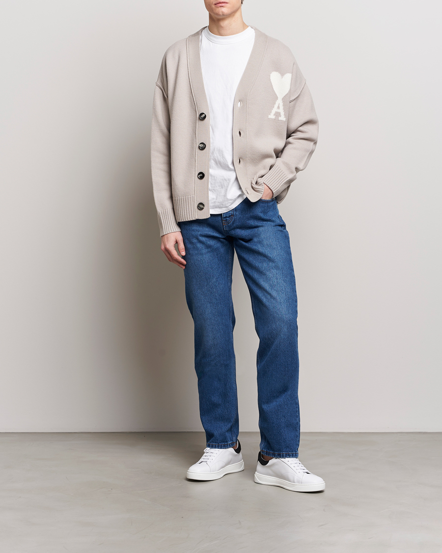 Herre | Gensere | AMI | Big Heart Wool Cardigan Light Beige