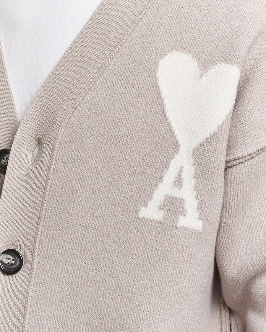 Herre | Gensere | AMI | Big Heart Wool Cardigan Light Beige