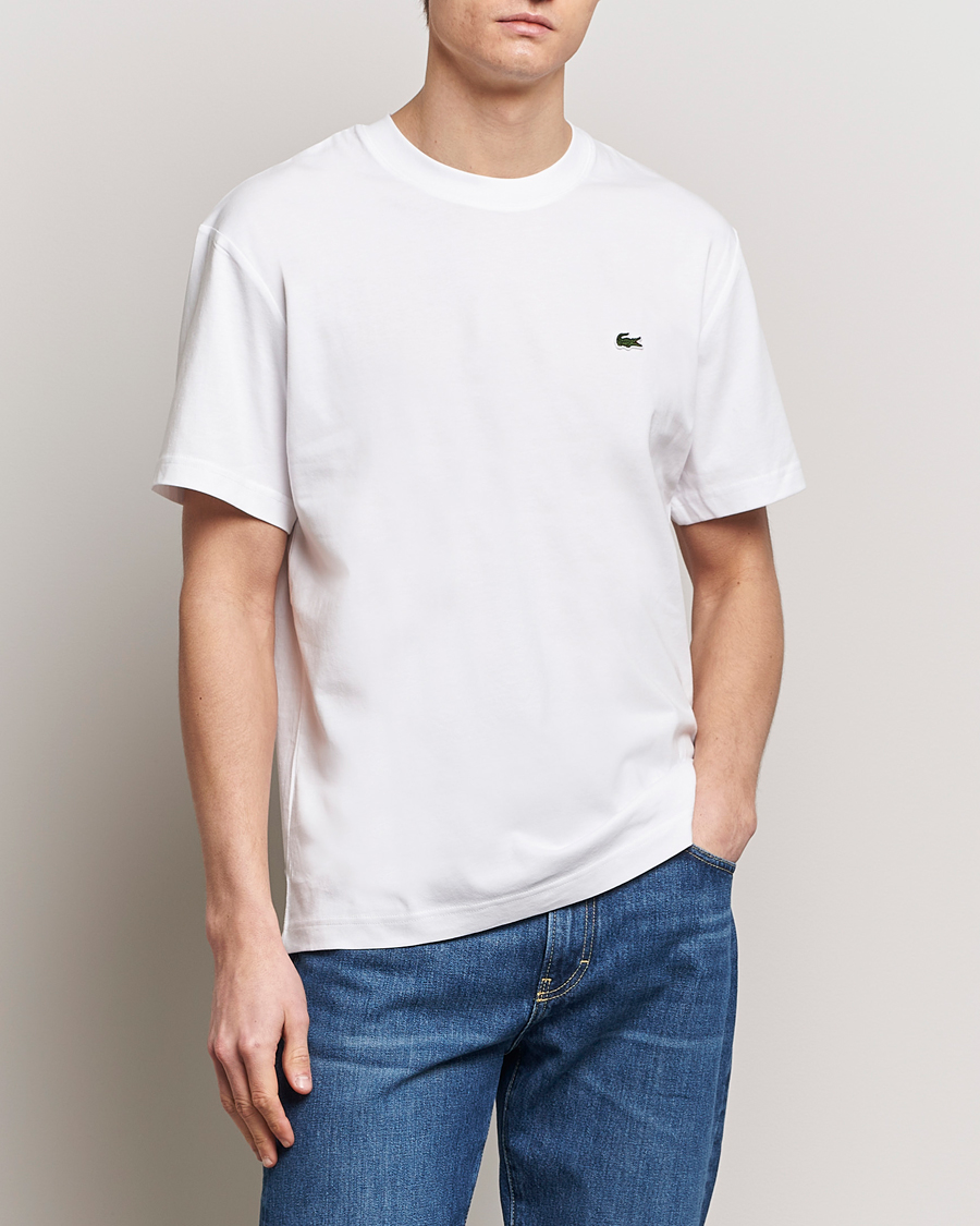 Herre | Hvite t-shirts | Lacoste | Regular Fit Heavy Crew Neck T-Shirt White