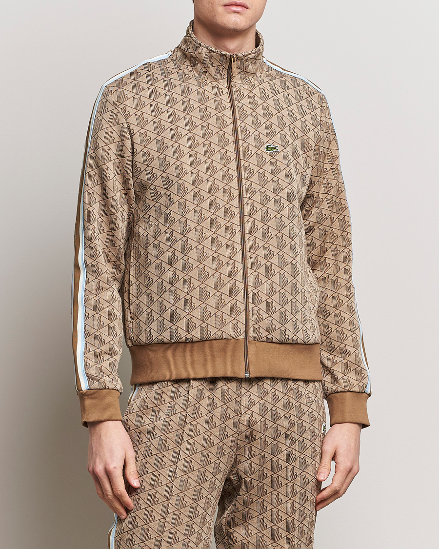 Herre |  | Lacoste | Monogram Full Zip Track Jacket Croissant/Cookie