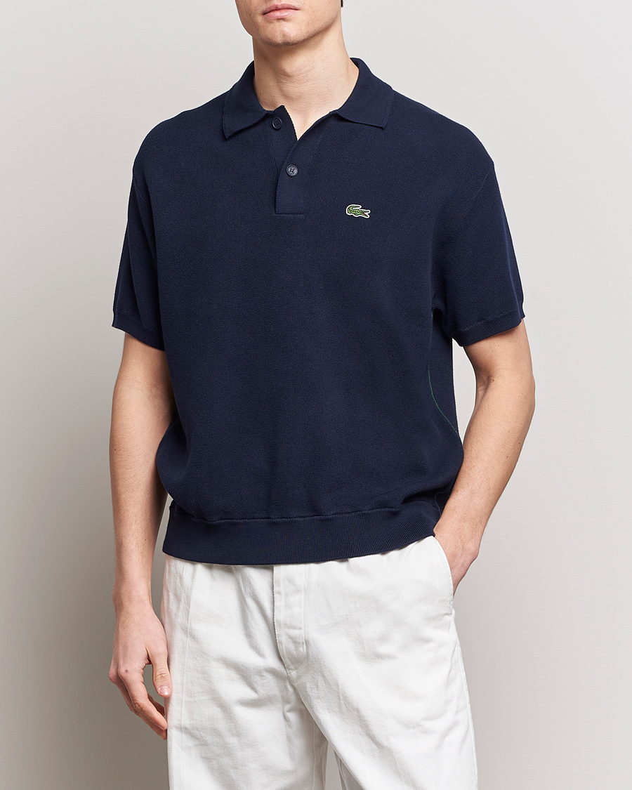 Herre | Kortermet piké | Lacoste | Relaxed Fit Moss Stitched Knitted Polo Navy