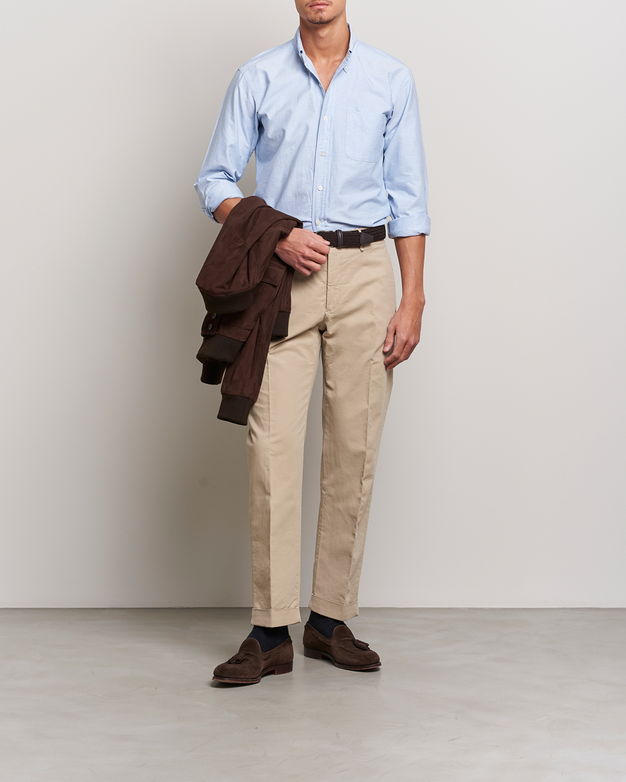 Herre | Skjorter | Kamakura Shirts | Vintage Ivy Oxford Button Down Shirt Light Blue
