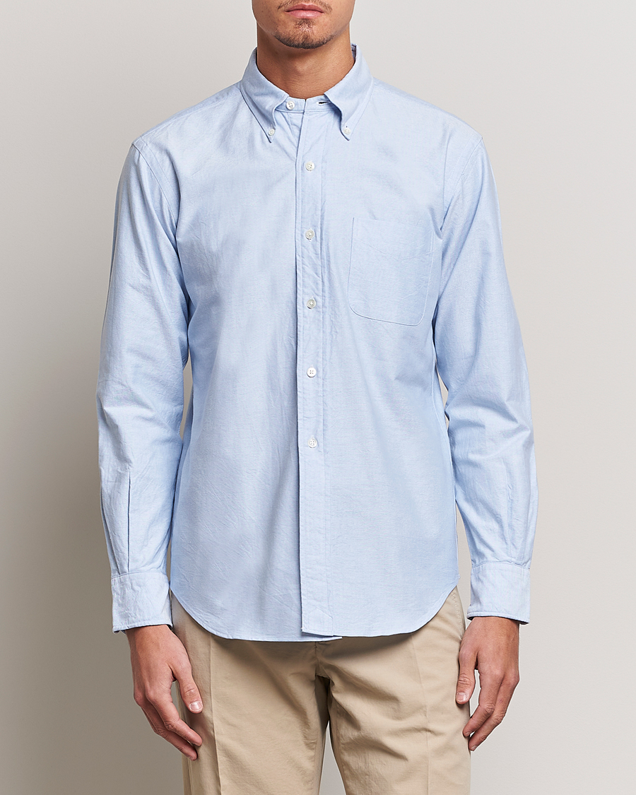 Herre | Skjorter | Kamakura Shirts | Vintage Ivy Oxford Button Down Shirt Light Blue