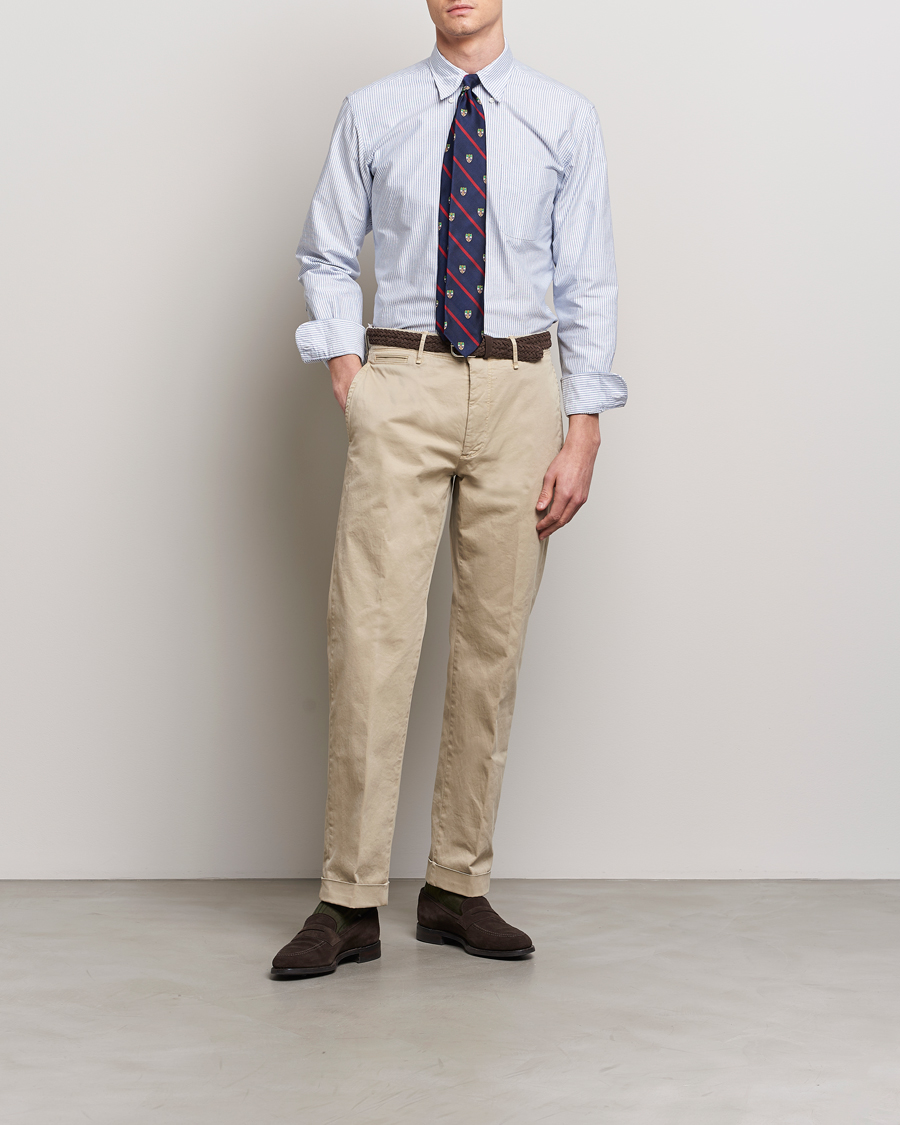 Herre | Skjorter | Kamakura Shirts | Vintage Ivy Oxford Button Down Shirt Blue Stripe