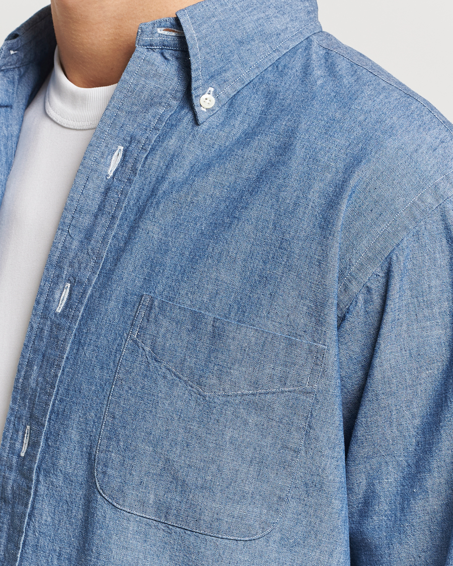 Herre | Skjorter | Kamakura Shirts | Vintage Ivy Chambray Button Down Shirt Blue