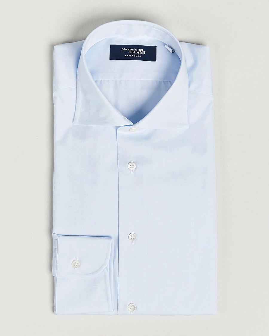 Herre | Skjorter | Kamakura Shirts | Slim Fit Broadcloth Dress Shirt Light Blue