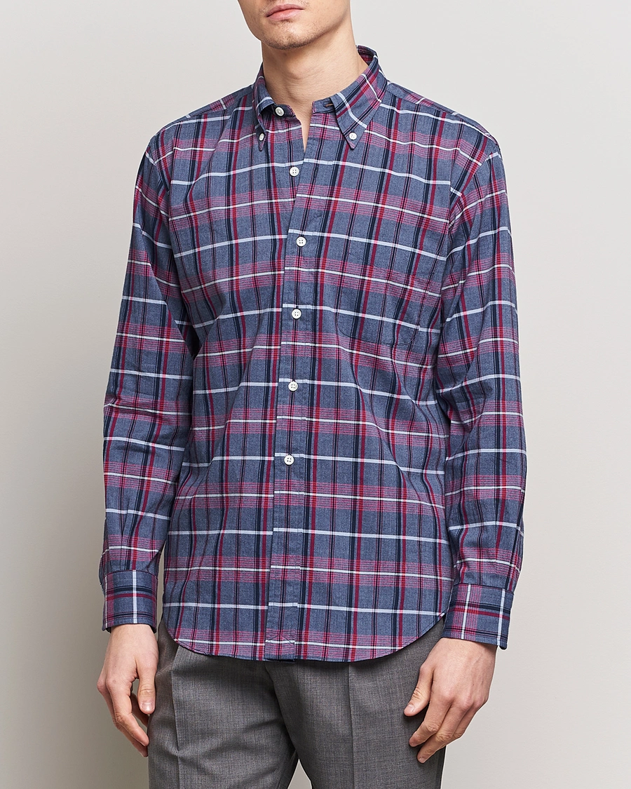 Herre | Skjorter | Kamakura Shirts | Vintage Ivy Button Down Shirt  Blue Madras