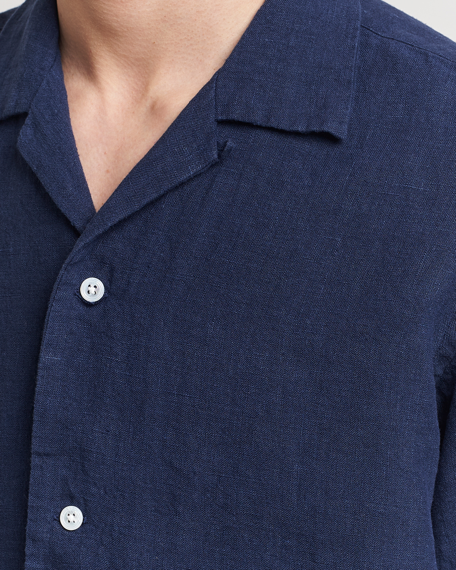 Herre | Skjorter | Kamakura Shirts | Heavy Linen Beach Shirt Navy