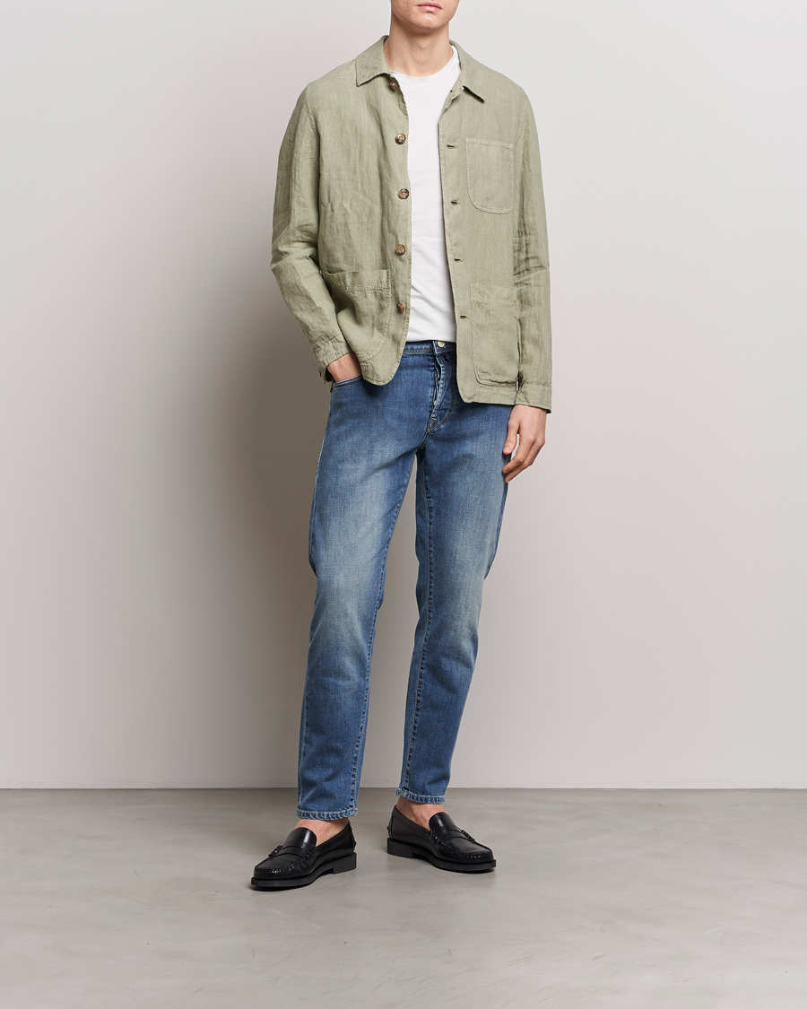 Herre | Jeans | Incotex | 5-Pocket Stretch Denim Medium Blue