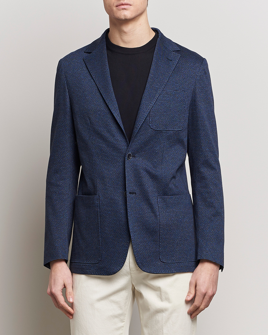 Herre | Jakke og bukse | Canali | Micro Check Jersey Blazer Navy