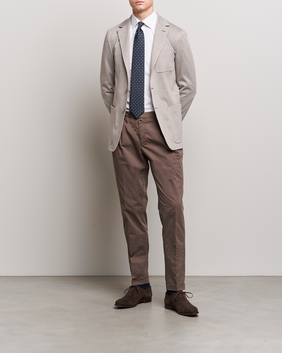 Herre | Dressjakker | Canali | Micro Check Jersey Blazer Light Beige