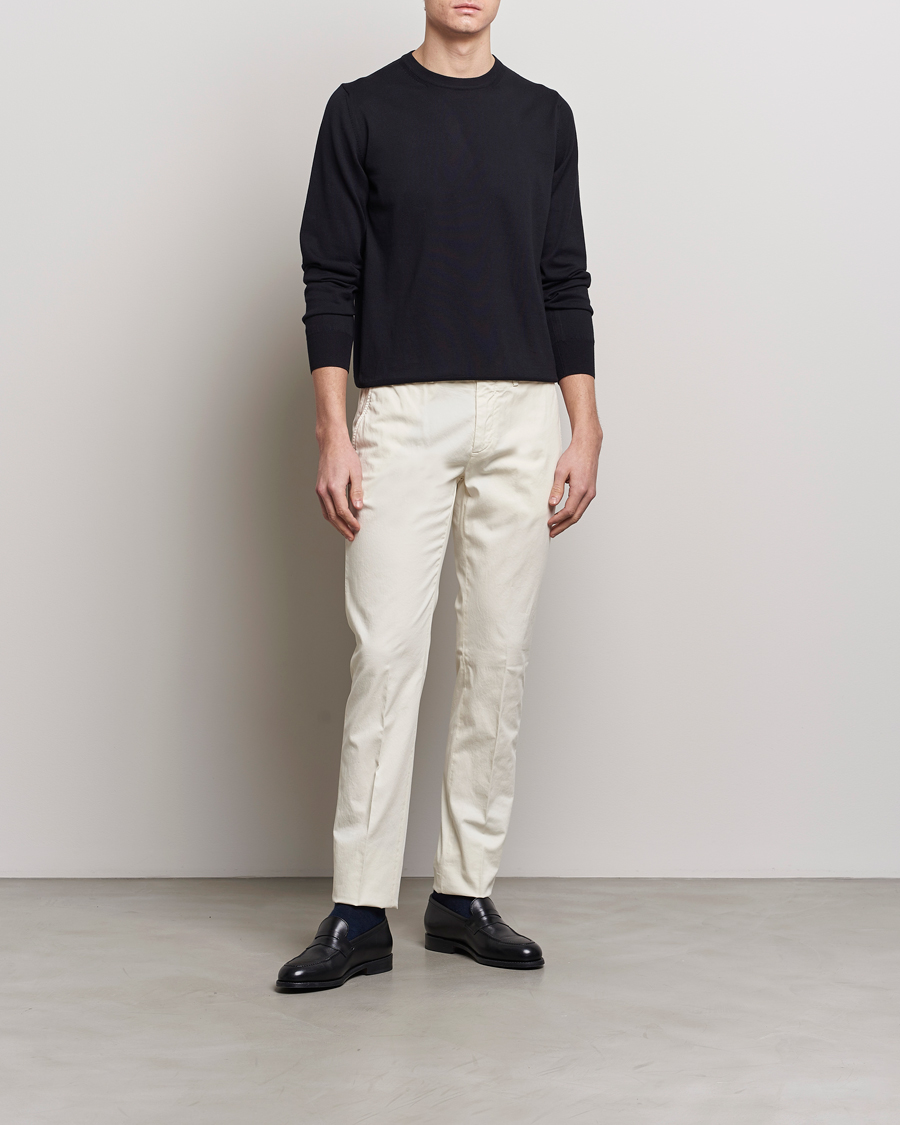 Herre | Gensere | Canali | Cotton Crew Neck Pullover Black