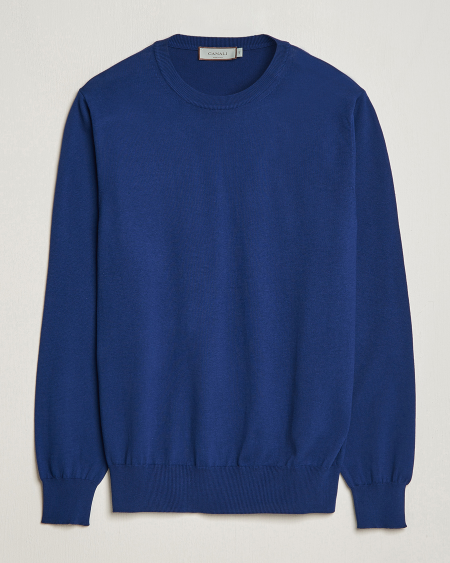 Herre | Gensere | Canali | Cotton Crew Neck Pullover Royal Blue